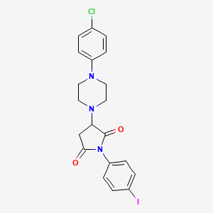 molecular formula C20H19ClIN3O2 B4935902 3-[4-(4-chlorophenyl)-1-piperazinyl]-1-(4-iodophenyl)-2,5-pyrrolidinedione 