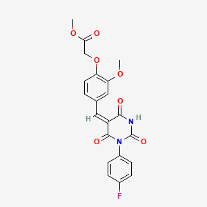 molecular formula C21H17FN2O7 B4935909 methyl (4-{[1-(4-fluorophenyl)-2,4,6-trioxotetrahydro-5(2H)-pyrimidinylidene]methyl}-2-methoxyphenoxy)acetate 
