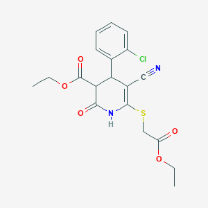 molecular formula C19H19ClN2O5S B4935968 ethyl 4-(2-chlorophenyl)-5-cyano-6-[(2-ethoxy-2-oxoethyl)thio]-2-oxo-1,2,3,4-tetrahydro-3-pyridinecarboxylate 