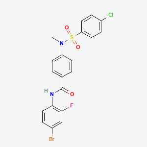 molecular formula C20H15BrClFN2O3S B4935983 N-(4-bromo-2-fluorophenyl)-4-[[(4-chlorophenyl)sulfonyl](methyl)amino]benzamide 