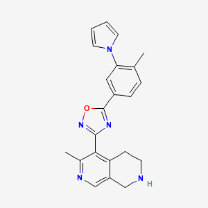 molecular formula C22H21N5O B4936016 6-methyl-5-{5-[4-methyl-3-(1H-pyrrol-1-yl)phenyl]-1,2,4-oxadiazol-3-yl}-1,2,3,4-tetrahydro-2,7-naphthyridine trifluoroacetate 