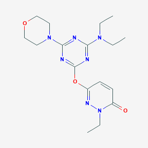 molecular formula C17H25N7O3 B4936051 6-{[4-(diethylamino)-6-(4-morpholinyl)-1,3,5-triazin-2-yl]oxy}-2-ethyl-3(2H)-pyridazinone 