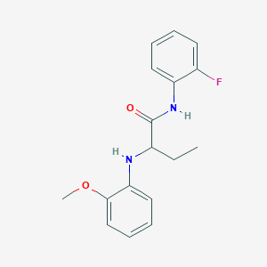 molecular formula C17H19FN2O2 B4936107 N-(2-fluorophenyl)-2-[(2-methoxyphenyl)amino]butanamide 