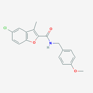 molecular formula C18H16ClNO3 B493612 5-chloro-N-(4-methoxybenzyl)-3-methyl-1-benzofuran-2-carboxamide 