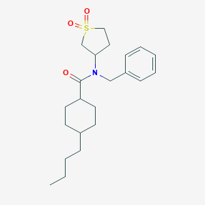 molecular formula C22H33NO3S B493613 N-benzyl-4-butyl-N-(1,1-dioxidotetrahydro-3-thienyl)cyclohexanecarboxamide CAS No. 956790-40-2