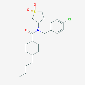 molecular formula C22H32ClNO3S B493615 4-butyl-N-(4-chlorobenzyl)-N-(1,1-dioxidotetrahydro-3-thienyl)cyclohexanecarboxamide CAS No. 956405-79-1