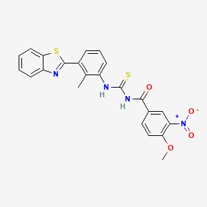 molecular formula C23H18N4O4S2 B4936155 N-({[3-(1,3-benzothiazol-2-yl)-2-methylphenyl]amino}carbonothioyl)-4-methoxy-3-nitrobenzamide 