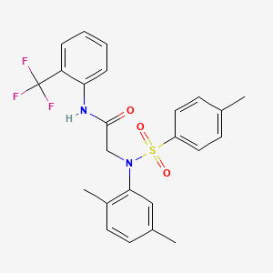 molecular formula C24H23F3N2O3S B4936200 N~2~-(2,5-dimethylphenyl)-N~2~-[(4-methylphenyl)sulfonyl]-N~1~-[2-(trifluoromethyl)phenyl]glycinamide 