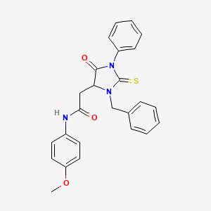 2-(3-benzyl-5-oxo-1-phenyl-2-thioxo-4-imidazolidinyl)-N-(4-methoxyphenyl)acetamide