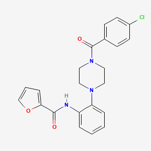 molecular formula C22H20ClN3O3 B4936249 N-{2-[4-(4-chlorobenzoyl)-1-piperazinyl]phenyl}-2-furamide 