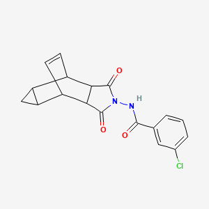 molecular formula C18H15ClN2O3 B4936266 3-chloro-N-(3,5-dioxo-4-azatetracyclo[5.3.2.0~2,6~.0~8,10~]dodec-11-en-4-yl)benzamide 