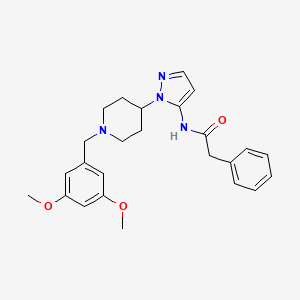 molecular formula C25H30N4O3 B4936268 N-{1-[1-(3,5-dimethoxybenzyl)-4-piperidinyl]-1H-pyrazol-5-yl}-2-phenylacetamide 