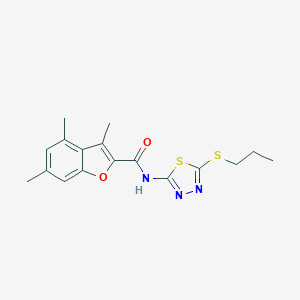 molecular formula C17H19N3O2S2 B493627 3,4,6-trimethyl-N-[5-(propylsulfanyl)-1,3,4-thiadiazol-2-yl]-1-benzofuran-2-carboxamide 