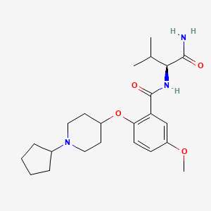 molecular formula C23H35N3O4 B4936277 N-[(1S)-1-(aminocarbonyl)-2-methylpropyl]-2-[(1-cyclopentyl-4-piperidinyl)oxy]-5-methoxybenzamide 