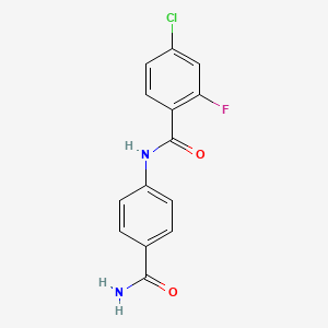 molecular formula C14H10ClFN2O2 B4936305 N-[4-(aminocarbonyl)phenyl]-4-chloro-2-fluorobenzamide 