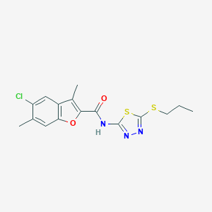 molecular formula C16H16ClN3O2S2 B493631 5-chloro-3,6-dimethyl-N-[5-(propylsulfanyl)-1,3,4-thiadiazol-2-yl]-1-benzofuran-2-carboxamide 