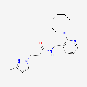 molecular formula C20H29N5O B4936324 N-{[2-(1-azocanyl)-3-pyridinyl]methyl}-3-(3-methyl-1H-pyrazol-1-yl)propanamide 