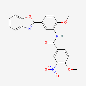 molecular formula C22H17N3O6 B4936327 N-[5-(1,3-benzoxazol-2-yl)-2-methoxyphenyl]-4-methoxy-3-nitrobenzamide 