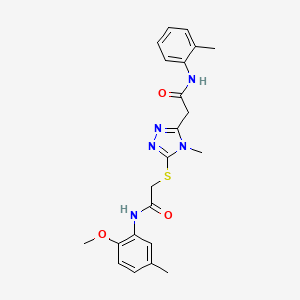 molecular formula C22H25N5O3S B4936362 2-[5-({2-[(2-methoxy-5-methylphenyl)amino]-2-oxoethyl}thio)-4-methyl-4H-1,2,4-triazol-3-yl]-N-(2-methylphenyl)acetamide 