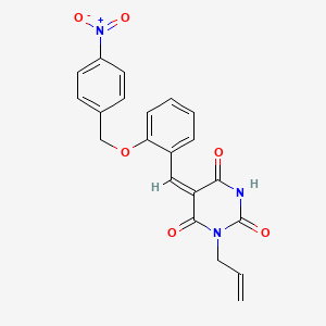molecular formula C21H17N3O6 B4936372 1-allyl-5-{2-[(4-nitrobenzyl)oxy]benzylidene}-2,4,6(1H,3H,5H)-pyrimidinetrione 