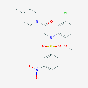molecular formula C22H26ClN3O6S B4936400 N-(5-chloro-2-methoxyphenyl)-4-methyl-N-[2-(4-methyl-1-piperidinyl)-2-oxoethyl]-3-nitrobenzenesulfonamide 