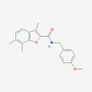 molecular formula C20H21NO3 B493641 N-(4-methoxybenzyl)-3,6,7-trimethyl-1-benzofuran-2-carboxamide 