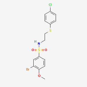 molecular formula C15H15BrClNO3S2 B4936410 3-bromo-N-{2-[(4-chlorophenyl)thio]ethyl}-4-methoxybenzenesulfonamide 