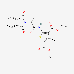 molecular formula C22H22N2O7S B4936424 diethyl 5-{[2-(1,3-dioxo-1,3-dihydro-2H-isoindol-2-yl)propanoyl]amino}-3-methyl-2,4-thiophenedicarboxylate 