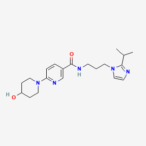 molecular formula C20H29N5O2 B4936426 6-(4-hydroxy-1-piperidinyl)-N-[3-(2-isopropyl-1H-imidazol-1-yl)propyl]nicotinamide 