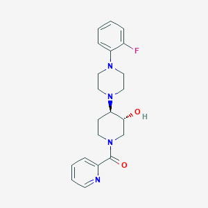 molecular formula C21H25FN4O2 B4936437 (3R*,4R*)-4-[4-(2-fluorophenyl)-1-piperazinyl]-1-(2-pyridinylcarbonyl)-3-piperidinol 