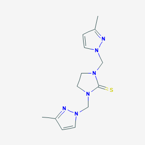 molecular formula C13H18N6S B4936452 1,3-bis[(3-methyl-1H-pyrazol-1-yl)methyl]-2-imidazolidinethione 