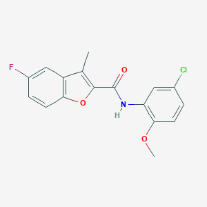 molecular formula C17H13ClFNO3 B493649 N-(5-chloro-2-methoxyphenyl)-5-fluoro-3-methyl-1-benzofuran-2-carboxamide 