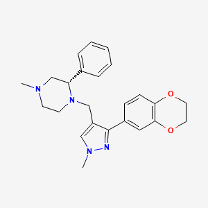 molecular formula C24H28N4O2 B4936535 (2S)-1-{[3-(2,3-dihydro-1,4-benzodioxin-6-yl)-1-methyl-1H-pyrazol-4-yl]methyl}-4-methyl-2-phenylpiperazine 