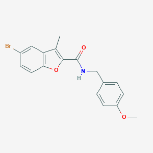 molecular formula C18H16BrNO3 B493655 5-bromo-N-(4-methoxybenzyl)-3-methyl-1-benzofuran-2-carboxamide 