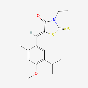 molecular formula C17H21NO2S2 B4936557 3-ethyl-5-(5-isopropyl-4-methoxy-2-methylbenzylidene)-2-thioxo-1,3-thiazolidin-4-one 