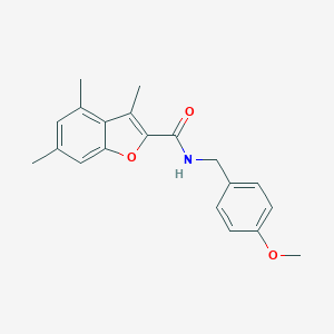 molecular formula C20H21NO3 B493657 N-(4-methoxybenzyl)-3,4,6-trimethyl-1-benzofuran-2-carboxamide 