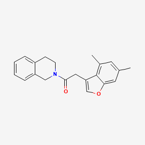 molecular formula C21H21NO2 B4936583 2-[(4,6-dimethyl-1-benzofuran-3-yl)acetyl]-1,2,3,4-tetrahydroisoquinoline 