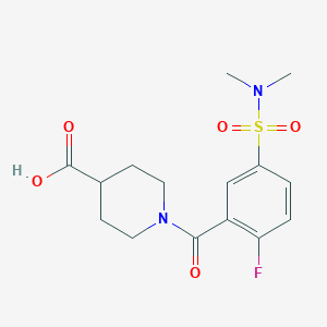molecular formula C15H19FN2O5S B4936603 1-{5-[(dimethylamino)sulfonyl]-2-fluorobenzoyl}-4-piperidinecarboxylic acid 