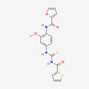 molecular formula C18H15N3O4S2 B4936617 N-[2-methoxy-4-({[(2-thienylcarbonyl)amino]carbonothioyl}amino)phenyl]-2-furamide 