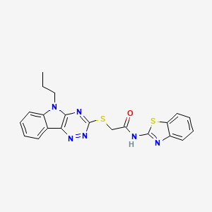 molecular formula C21H18N6OS2 B4936639 N-1,3-benzothiazol-2-yl-2-[(5-propyl-5H-[1,2,4]triazino[5,6-b]indol-3-yl)thio]acetamide 