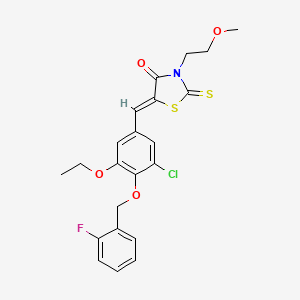 molecular formula C22H21ClFNO4S2 B4936648 5-{3-chloro-5-ethoxy-4-[(2-fluorobenzyl)oxy]benzylidene}-3-(2-methoxyethyl)-2-thioxo-1,3-thiazolidin-4-one 
