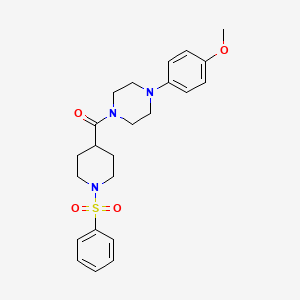 molecular formula C23H29N3O4S B4936677 1-(4-methoxyphenyl)-4-{[1-(phenylsulfonyl)-4-piperidinyl]carbonyl}piperazine 