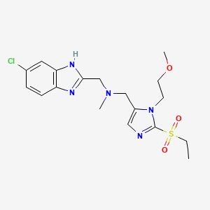 molecular formula C18H24ClN5O3S B4936691 1-(5-chloro-1H-benzimidazol-2-yl)-N-{[2-(ethylsulfonyl)-1-(2-methoxyethyl)-1H-imidazol-5-yl]methyl}-N-methylmethanamine 