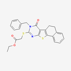 molecular formula C25H22N2O3S2 B4936705 ethyl [(8-benzyl-7-oxo-5,6,7,8-tetrahydronaphtho[2',1':4,5]thieno[2,3-d]pyrimidin-9-yl)thio]acetate 