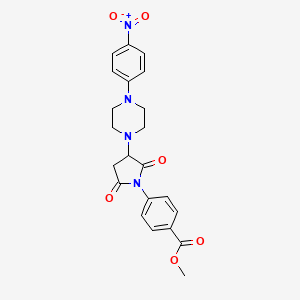 molecular formula C22H22N4O6 B4936722 methyl 4-{3-[4-(4-nitrophenyl)-1-piperazinyl]-2,5-dioxo-1-pyrrolidinyl}benzoate 