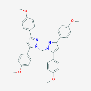 molecular formula C35H32N4O4 B493675 1-{[3,5-bis(4-methoxyphenyl)-1H-pyrazol-1-yl]methyl}-3,5-bis(4-methoxyphenyl)-1H-pyrazole 