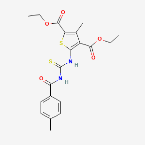 molecular formula C20H22N2O5S2 B4936759 diethyl 3-methyl-5-({[(4-methylbenzoyl)amino]carbonothioyl}amino)-2,4-thiophenedicarboxylate 