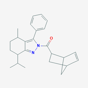 molecular formula C25H30N2O B493677 2-(bicyclo[2.2.1]hept-5-en-2-ylcarbonyl)-7-isopropyl-4-methyl-3-phenyl-4,5,6,7-tetrahydro-2H-indazole 