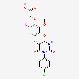 molecular formula C20H14ClIN2O7 B4936770 (4-{[1-(4-chlorophenyl)-2,4,6-trioxotetrahydro-5(2H)-pyrimidinylidene]methyl}-2-iodo-6-methoxyphenoxy)acetic acid 