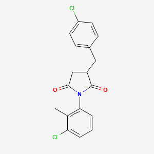 molecular formula C18H15Cl2NO2 B4936788 3-(4-chlorobenzyl)-1-(3-chloro-2-methylphenyl)-2,5-pyrrolidinedione 
